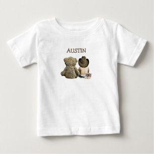 T-shirt Pour Bébé Personnalisé Cowboy et Teddy Bear Tee
