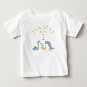 T-shirt Pour Bébé Personnalisé Cute Pastel Dinosaures Anniversaire
