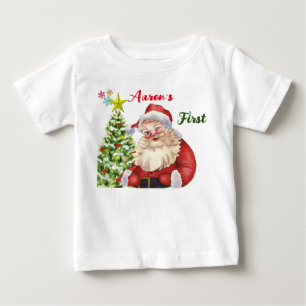 T-shirt Pour Bébé Personnalisé Cute Père Noël thème de Noël Ba