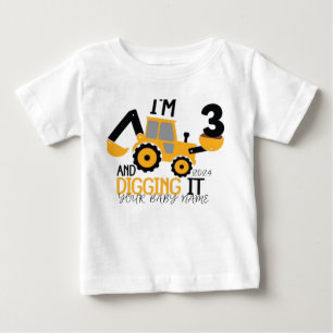 T-shirt Pour Bébé Personnalisé Trois 3e Anniversaire Construction