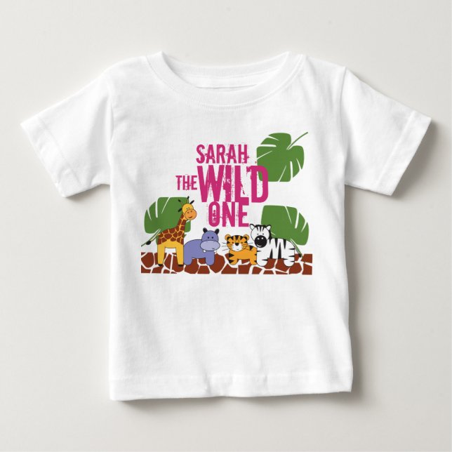 T-shirt Pour Bébé Personnalisé WILI ONE Safari Premier anniversaire  (Devant)
