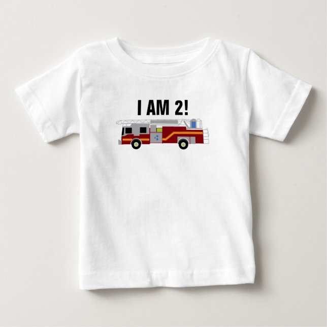 T-shirt Pour Bébé Personnaliser Firetruck I am 2 Baby Bodysuit (Devant)