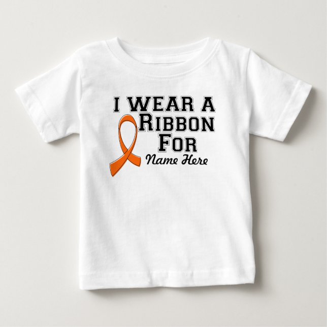 T-shirt Pour Bébé Personnaliser je porte un ruban orange (Devant)