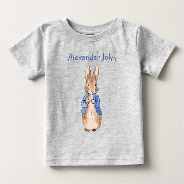 T-shirt Pour Bébé Personnaliser Pierre le lapin (Devant)