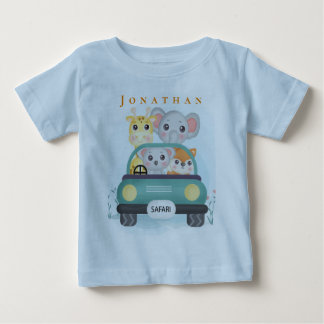 T-shirt Pour Bébé Personnalisez Animaux de Safari Mignons en Route 