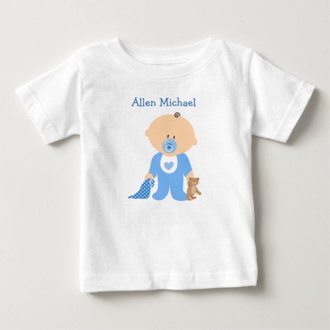 T-shirt Pour Bébé Personnalisez ce Bébé Bleu Garçon Romper (Devant)