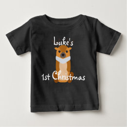 T-shirt Pour Bébé Personnalisez le renne mignon du premier Noël du