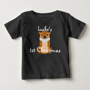 T-shirt Pour Bébé Personnalisez le renne mignon du premier Noël du