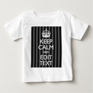 T-shirt Pour Bébé Personnalized KEEP CALM Your Text on Black Stripes