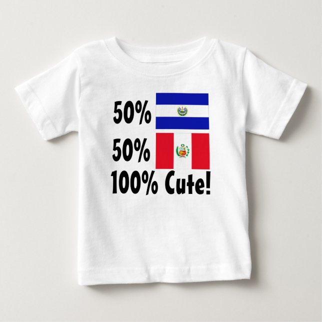 T-shirt Pour Bébé Péruviens de 50% Salvadorien 50% 100% mignon (Devant)