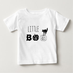 T-shirt Pour Bébé Petit Boo chat noir visage citrouille Halloween pe