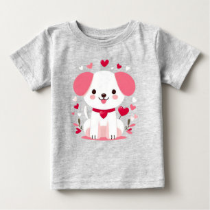 T-shirt Pour Bébé Petit chiot de la Saint-Valentin