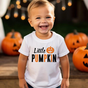 T-shirt Pour Bébé Petit Citrouille Orange et Noir Halloween Moderne