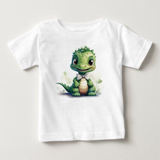 T-shirt Pour Bébé Petit Dino vert (Devant)