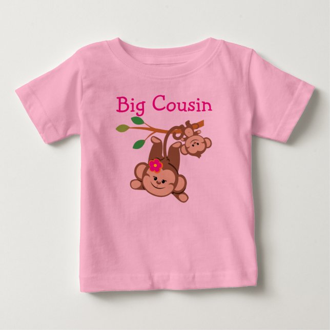 T-shirt Pour Bébé Petit, Fille Singes Gros Cousin (Devant)