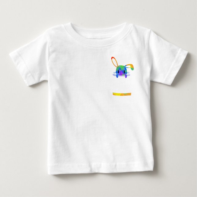 T-shirt Pour Bébé Petit lapin de poche arc-en-ciel (Devant)