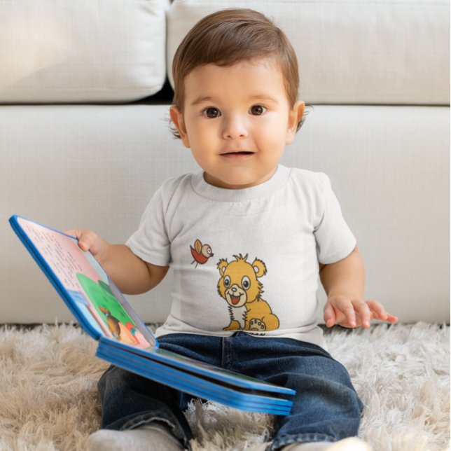 T-shirt Pour Bébé petit lion mignon avec oiseau (Créateur téléchargé)