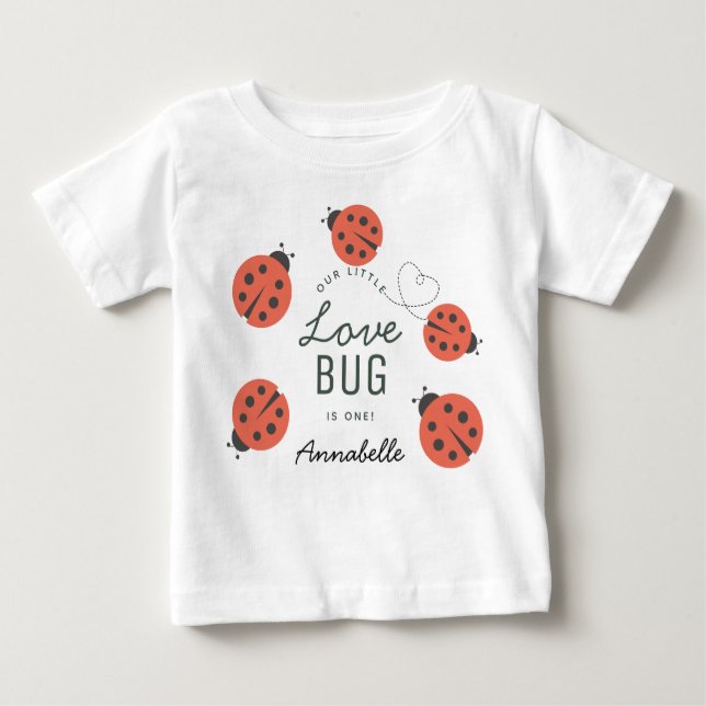 T-shirt Pour Bébé Petit Love Bug Rouge Ladybug Anniversaire (Devant)