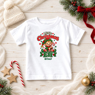 T-shirt Pour Bébé Petit nom de bébé Elfe de Noël Bonbon