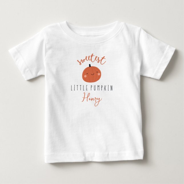 T-shirt Pour Bébé petit nom personnalisé citrouille (Devant)