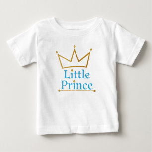 T-shirt Pour Bébé Petit Prince Bleu Texte et or Couronne