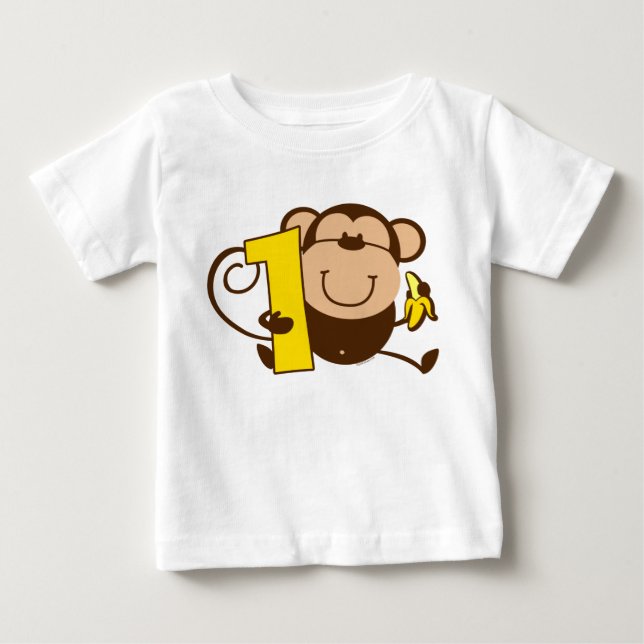 T-shirt Pour Bébé Petit singe 1er anniversaire Mero (Devant)