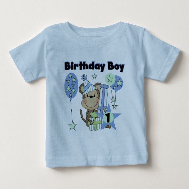 T-shirt Pour Bébé Petit Singe Avec Cadeaux 1er anniversaire (Devant)