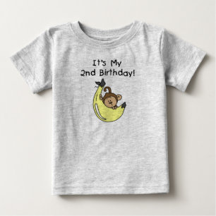 T-shirt Pour Bébé Petit singe sur Banana 2e anniversaire