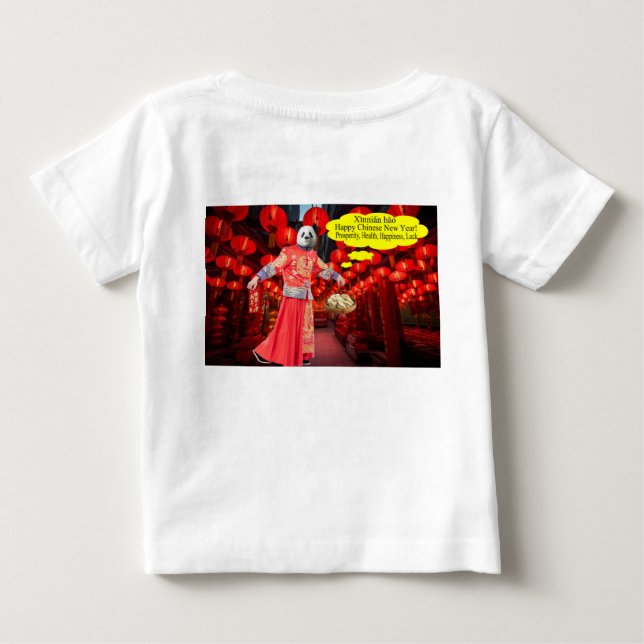T-shirt Pour Bébé petit tee. Bonne année chinoise. panda/homme (Dos)