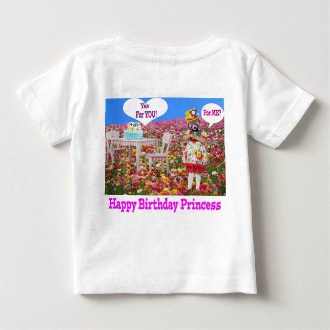 T-shirt Pour Bébé petit tee. Joyeuse princesse d'anniversaire. panda (Dos)