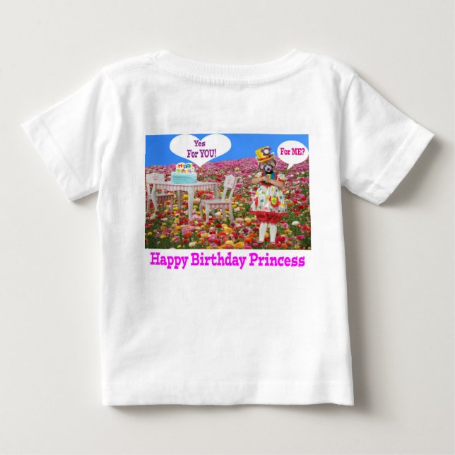 T-shirt Pour Bébé petit tee. Joyeuse princesse d'anniversaire. panda (Dos)