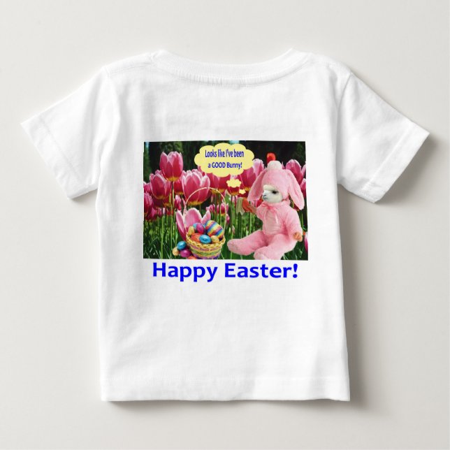 T-shirt Pour Bébé petit tee. Joyeux Pâques. alpaga/lapin (Dos)