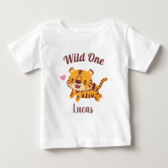 T-shirt Pour Bébé Petit Tigre Mignonne, Un Fun Sauvage (Devant)
