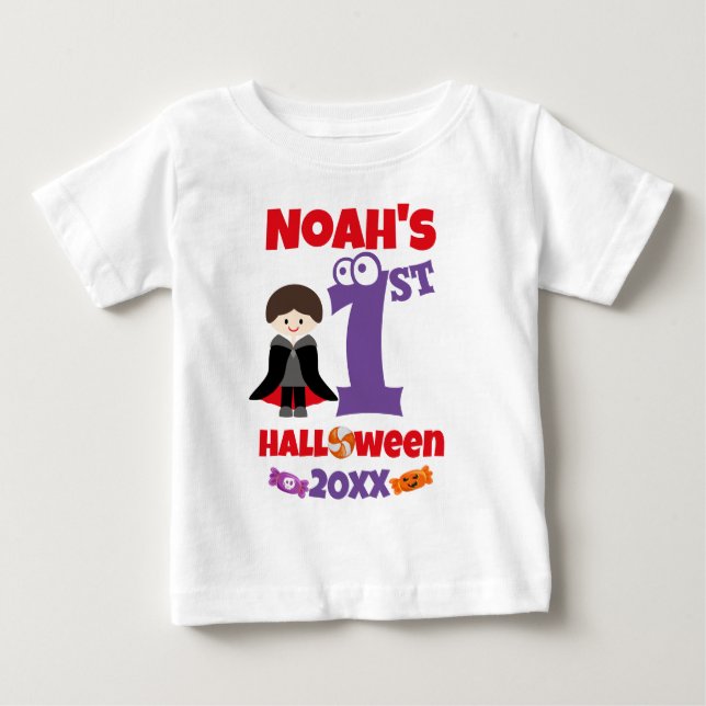 T-shirt Pour Bébé Petit Vampire premier bébé d'Halloween (Devant)