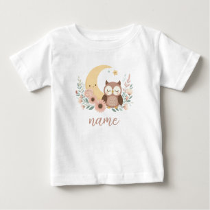 T-shirt Pour Bébé Petite chouette avec lune