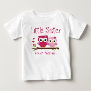 T-shirt Pour Bébé Petite Chouette rose Soeur Personnalisée T Chemise