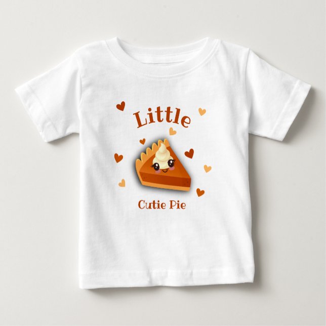 T-shirt Pour Bébé Petite Citrouille Pie Automne (Devant)