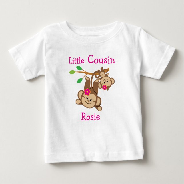 T-shirt Pour Bébé Petite cousine de singes filles (Devant)