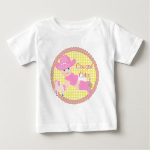 T-shirt Pour Bébé Petite cow-girl chapeau rose bottes et cheval