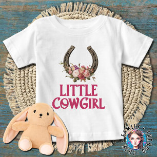 T-shirt Pour Bébé Petite Cowgirl à Cheval Fleurie Filles