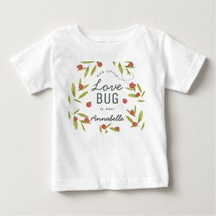 T-shirt Pour Bébé Petite Dame Punaise de l'Amour Ladybugs et Feuille