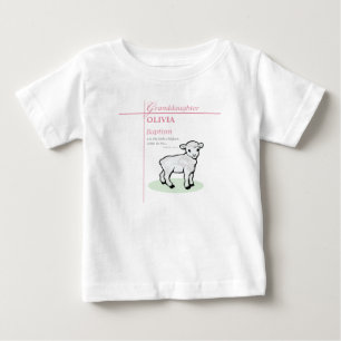 T-shirt Pour Bébé Petite-fille Baptême Agneau rose Personnalisé