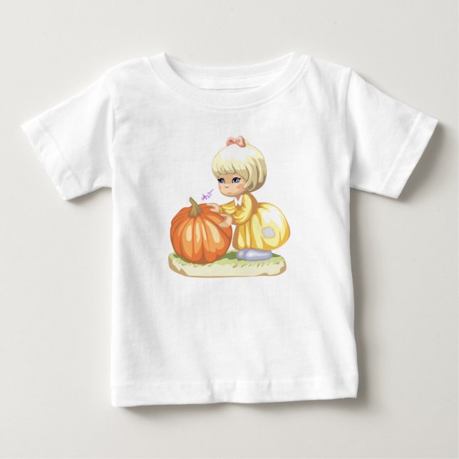 T-shirt Pour Bébé Petite fille et Citrouille Toddler Manches longues (Devant)