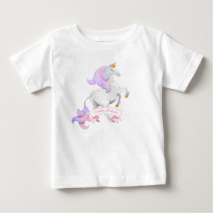 T-shirt Pour Bébé Petite princesse élevant licorne avec fleurs de la