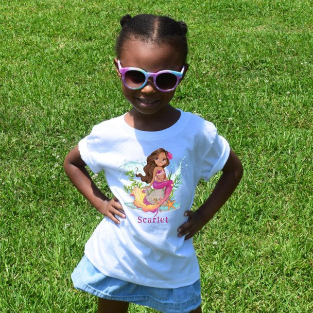 T-shirt Pour Bébé Petite Sirène Brown rose personnalisée T-Shir bébé (Créateur téléchargé)