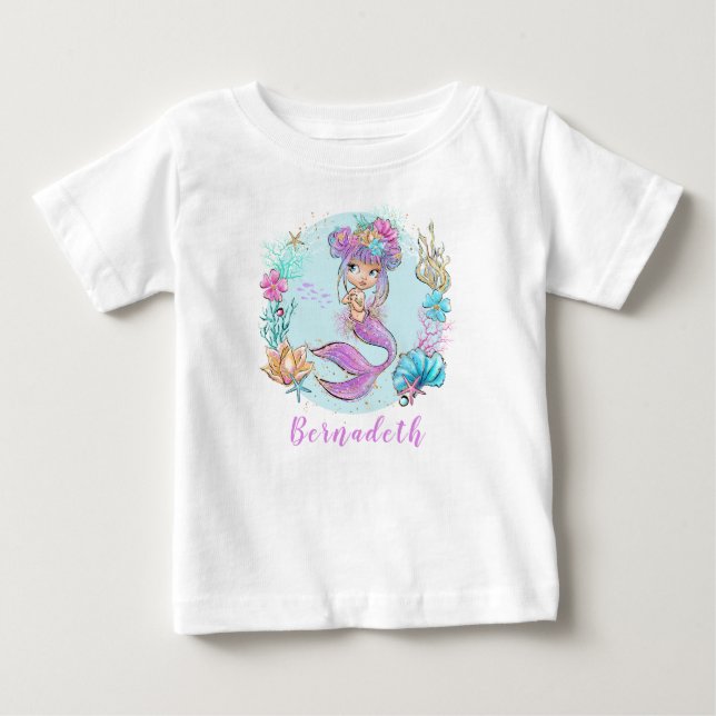 T-shirt Pour Bébé Petite sirène personnalisée (Devant)