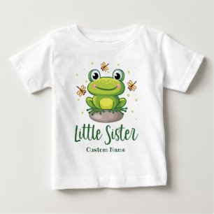 T-shirt Pour Bébé Petite soeur Grenouille verte Nom personnalisé