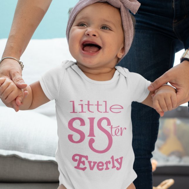 T-shirt Pour Bébé Petite soeur rose framboise personnalisée (Créateur téléchargé)