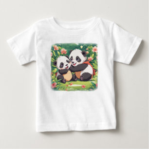 T-shirt Pour Bébé Petits pandas mignons et joueurs - Style Anime