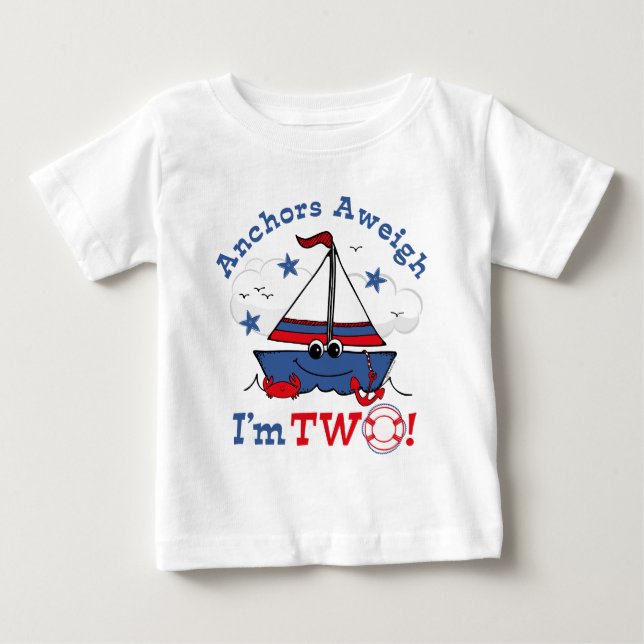 T-shirt Pour Bébé Peu de 2ème anniversaire de voilier (Devant)